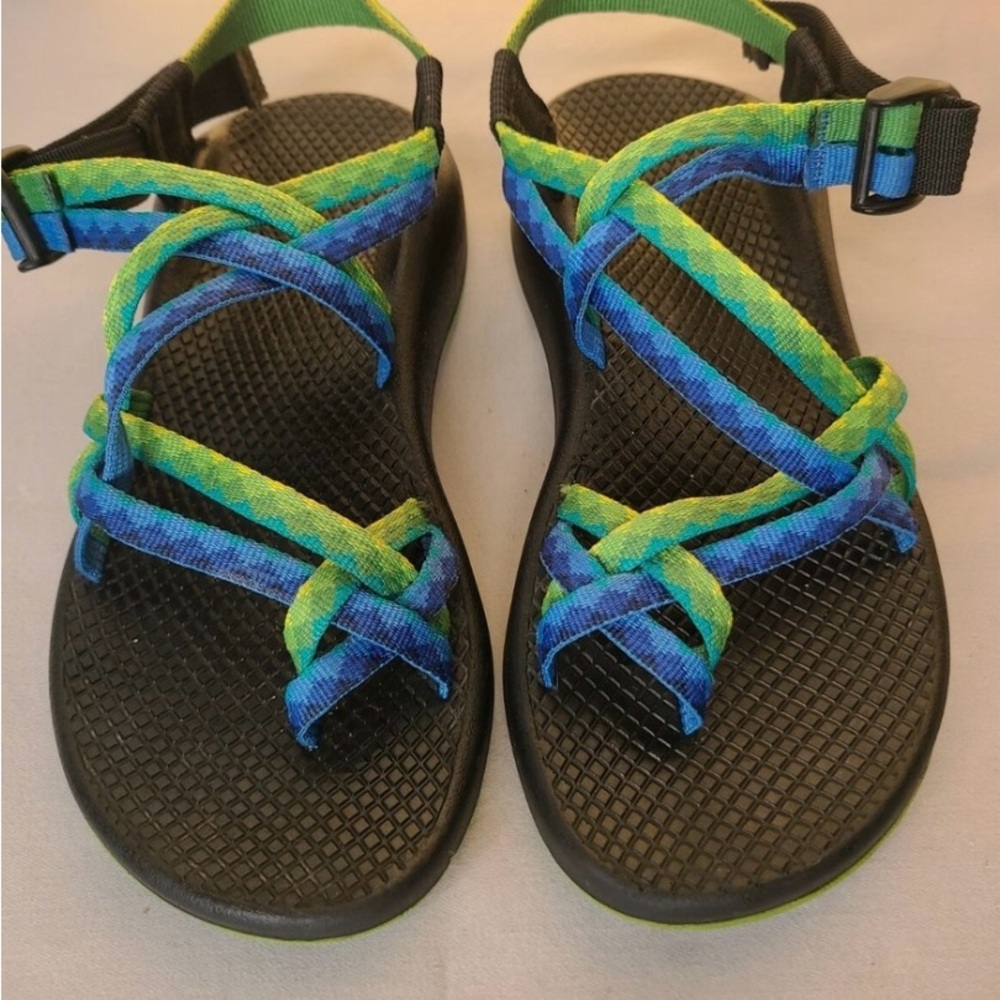 Chako ZX2 Yampa river sandal Women’s 10 Blue Green strappy Vibram soles